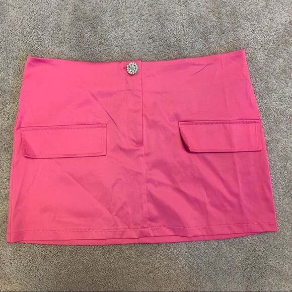ZARA pink satin effect mini skirt Sz XL NWT - Picture 6 of 12